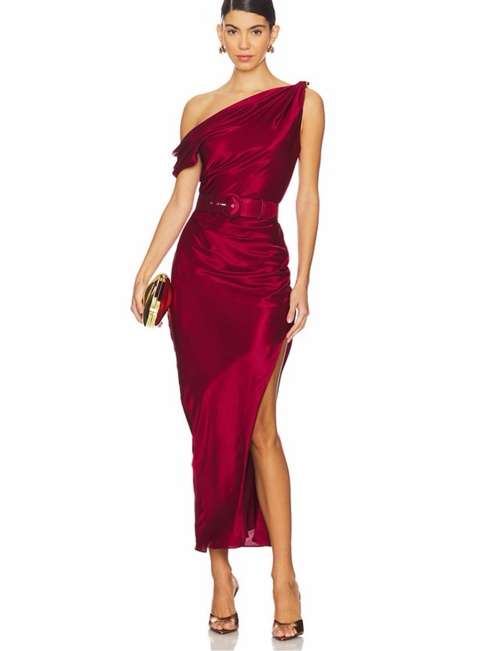 Nicholas Halle Off The Shoulder Dress In Bordeaux